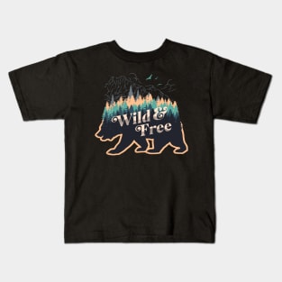 Wild and Free Rocky Mountains Kids T-Shirt